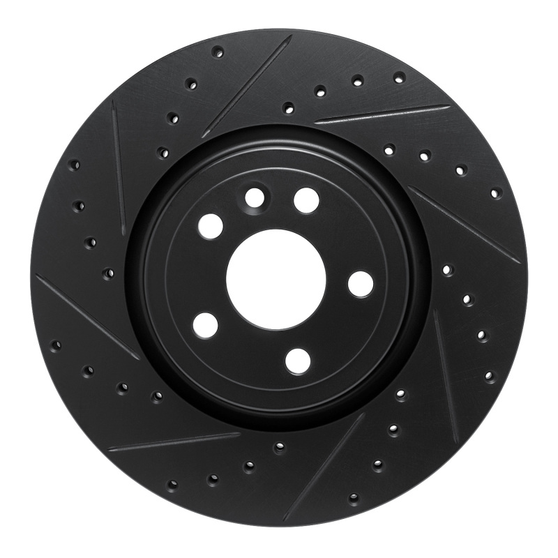 Jaguar F-Pace Brake Rotor (1) - Front Left - R1 Concepts - Drilled & Slotted - Black - `17-`19